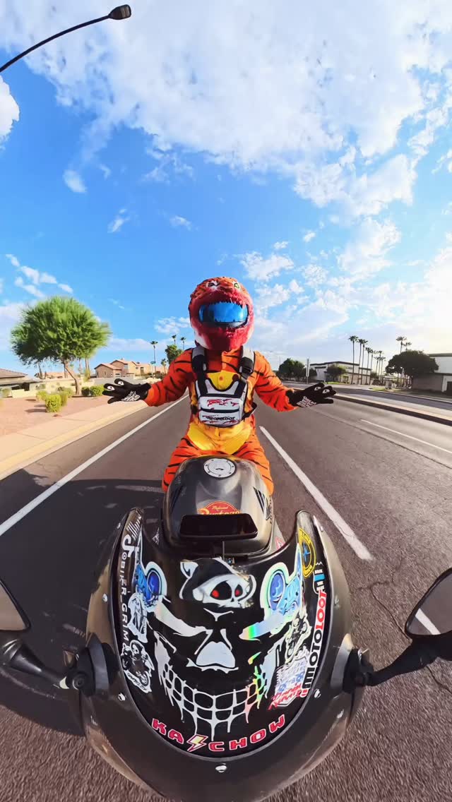 Instagram post by @biker_grim for MotoLoot. Caption reads: Animatronics 

Tiger cover: @motoloot 
Code:....