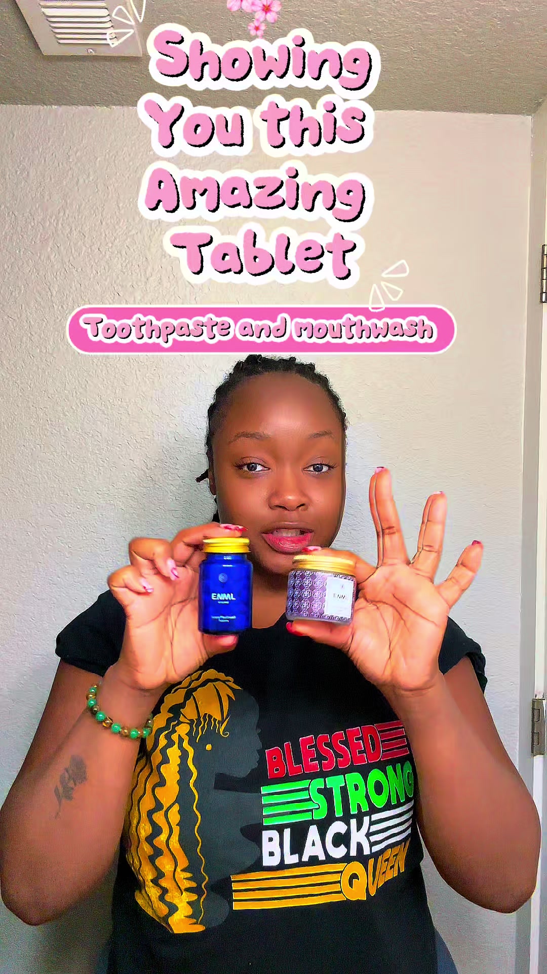 TikTok post by @fesha.242 for ENML Toothpaste Tabs. Caption reads: [...] in my opinion so thank you @ENML Toothpaste....