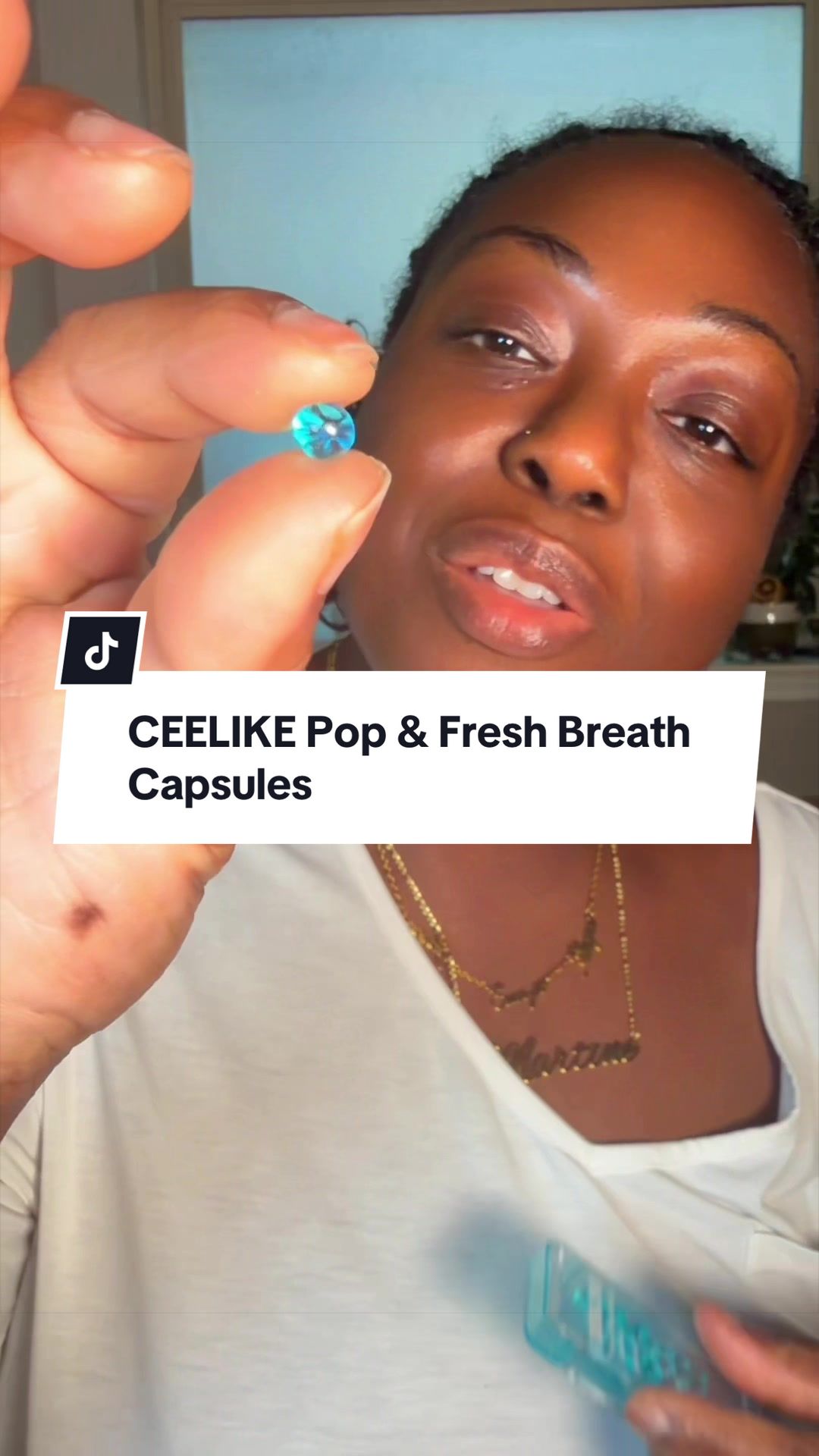 TikTok post by @mari_beelieve for Ceelike Oral Care. Caption reads: [...] anytime, anywhere. @CEELIKE Global @Ceelike....