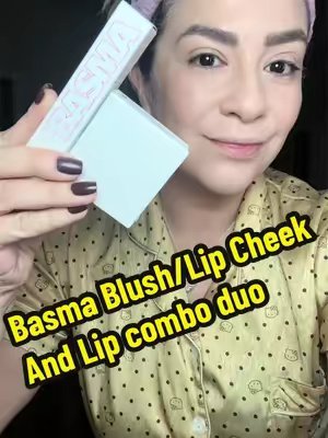 TikTok post by @thewakeuptomakeup for BASMA Beauty. Caption reads: @BASMA Beauty #lipcombo #blush #makeupreview [...].