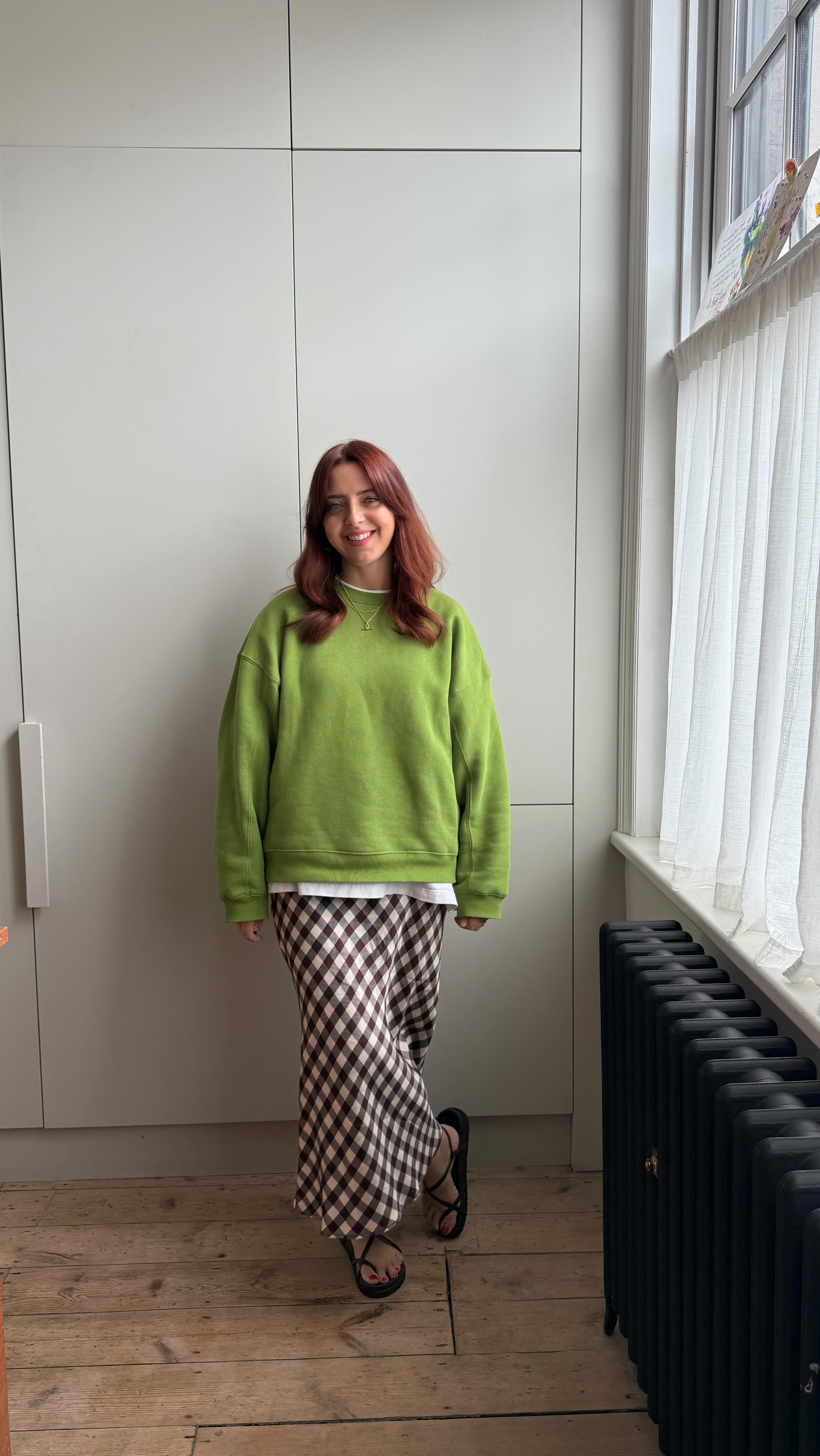 Instagram post by an influencer for Hush. Caption reads: [...] old) Sweater @topshop Sandals @hushofficial....