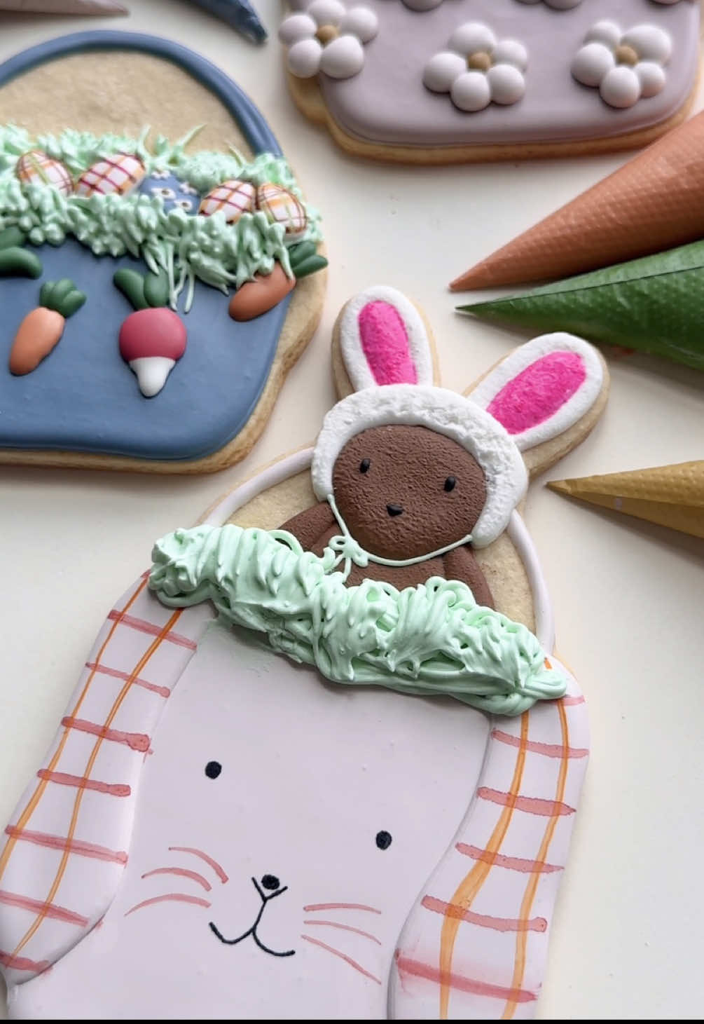 TikTok post by @lizziebakesco for West Elm. Caption reads: Replying to @West Elm #ad Somebunny’s got a new....