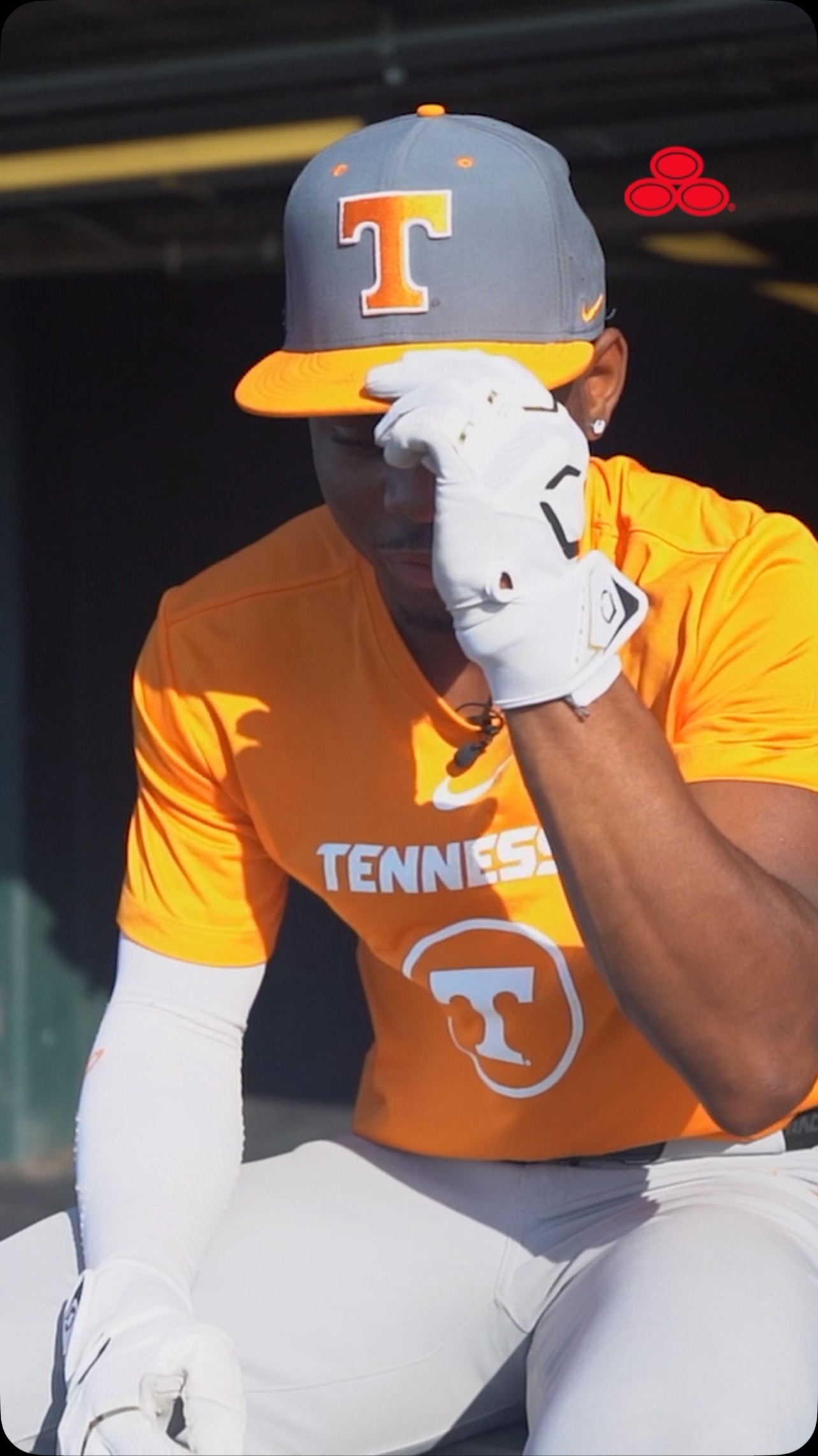 Instagram post by @vol_baseball for State Farm. Caption reads: Jay Abernathy reveals the teammate who takes the....
