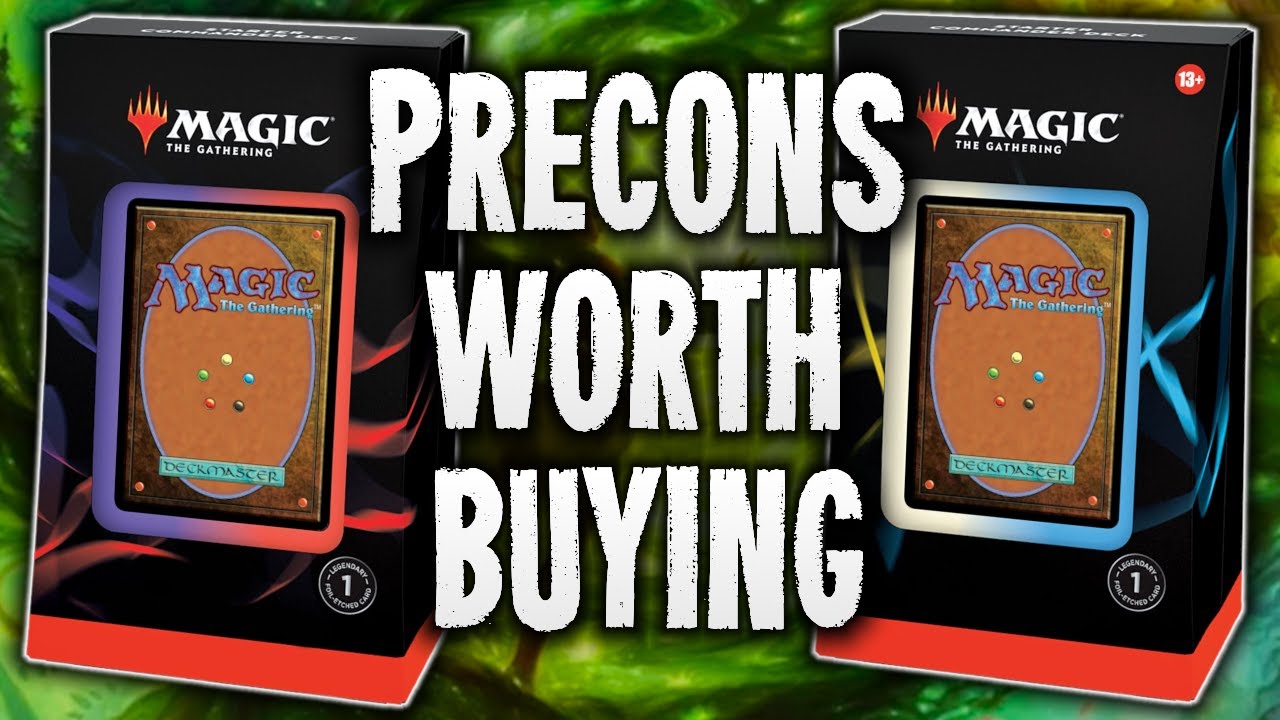 YouTube post by @NitpickingNerds for Dragon Shield. Caption reads: Commander Precons You Should Buy NOW.