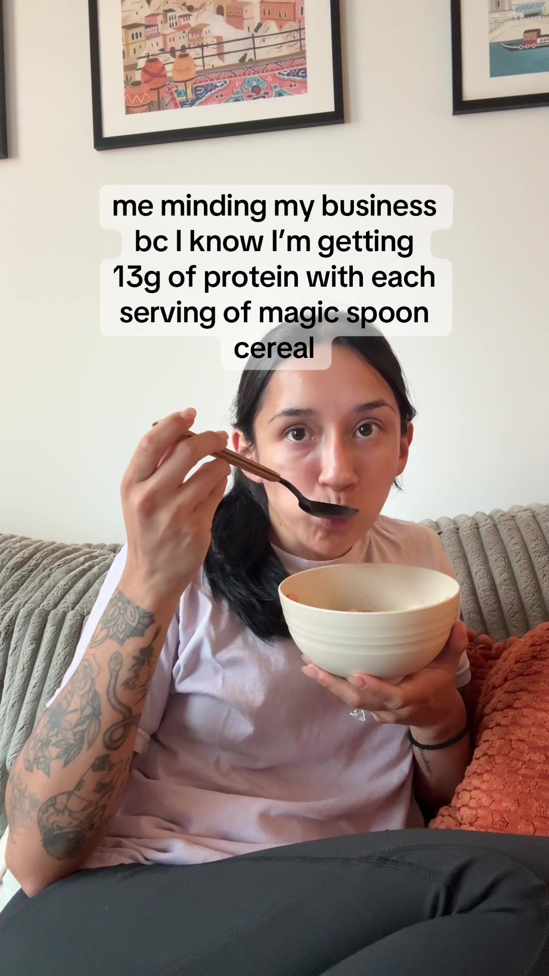 TikTok post by @emmalia.alt for Magic Spoon. Caption reads: [...] goals with each serving of magic spoon! So....