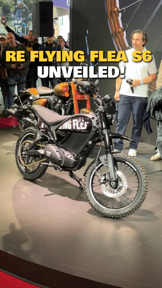 Instagram post by @powerdrift for Royal Enfield. Caption reads: Eyeing to get yourself an electric Scrambler?....