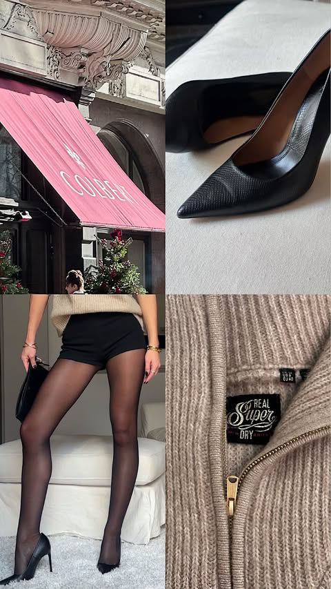 Instagram post by @oliviabentleyk for Superdry. Caption reads: Coffee ☕️ > Podcast 🎙️> @superdry 🍸.