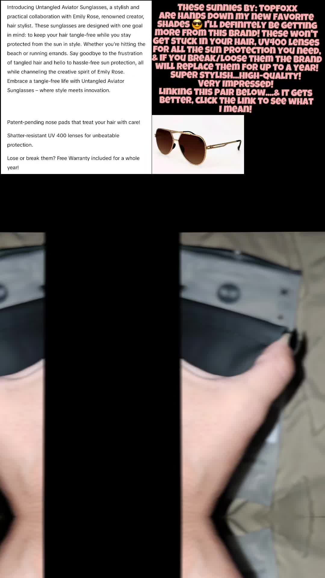 TikTok post by @simplymedevin for TOPFOXX. Caption reads: @topfoxxeyewear @TopFoxx #topfoxx #summervibe....