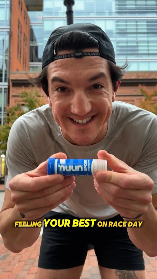 Instagram post by @r.oh.bee for Nuun Hydration. Caption reads: Running back-to-back races is a huge challenge so....