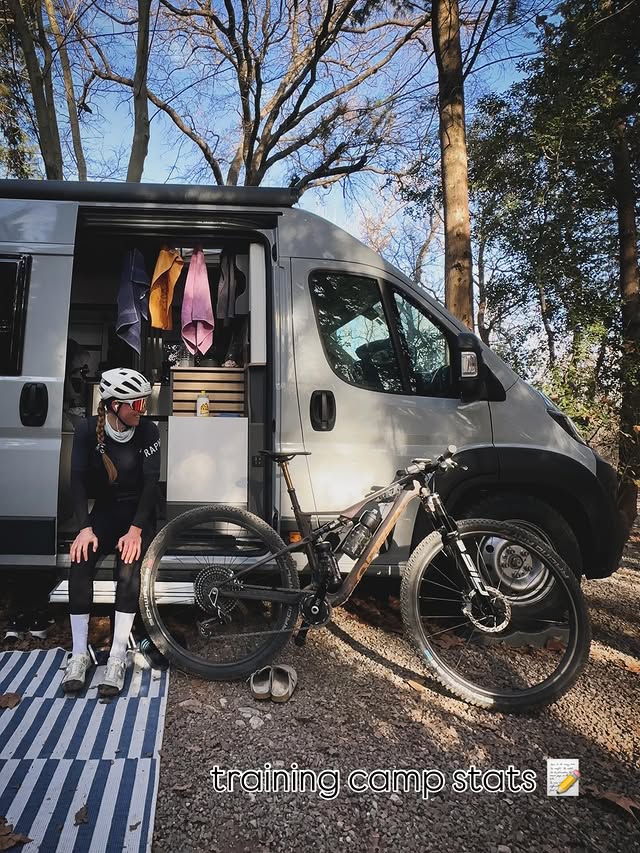 Instagram post by @tanja.priller for NAKED Optics. Caption reads: Some training camp insights 🤓 . . . Ad #cycling....