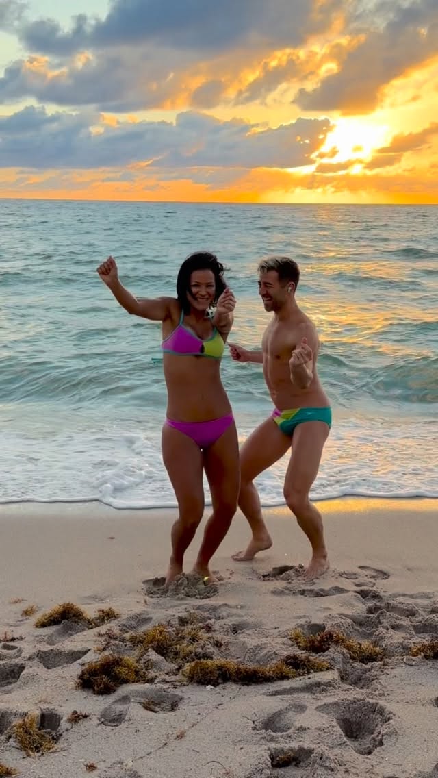 Instagram post by @richard.go for Speedo USA. Caption reads: The sun and the sand is all we need this week… and....