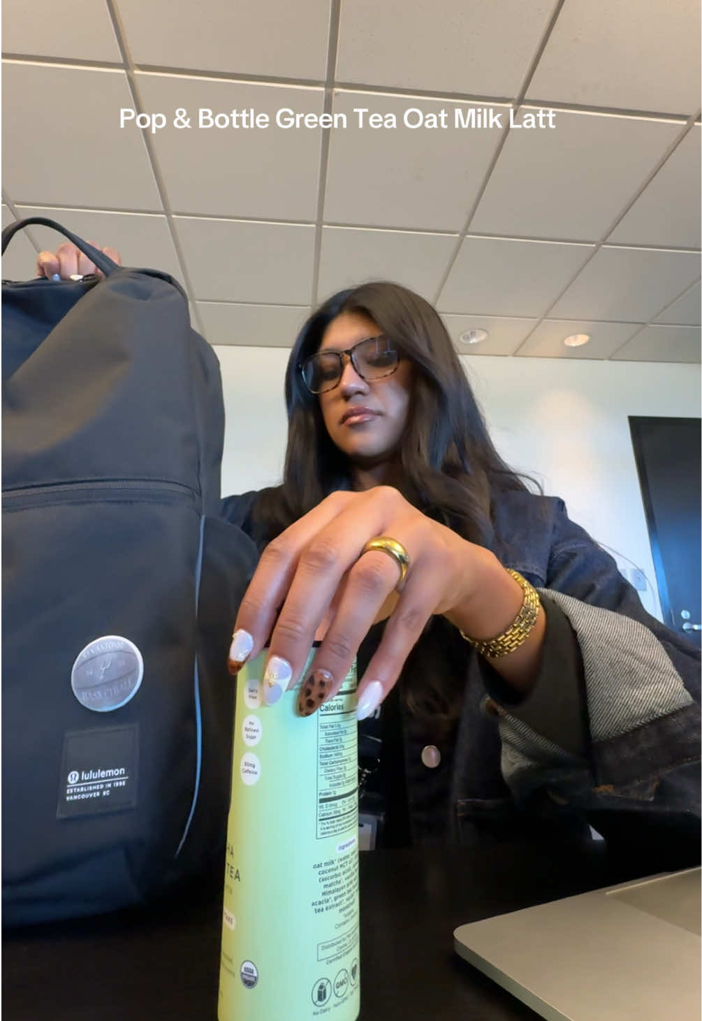 TikTok post by @melaniemrtinez for Pop & Bottle. Caption reads: daily essential 🍵✨  @popandbottle....