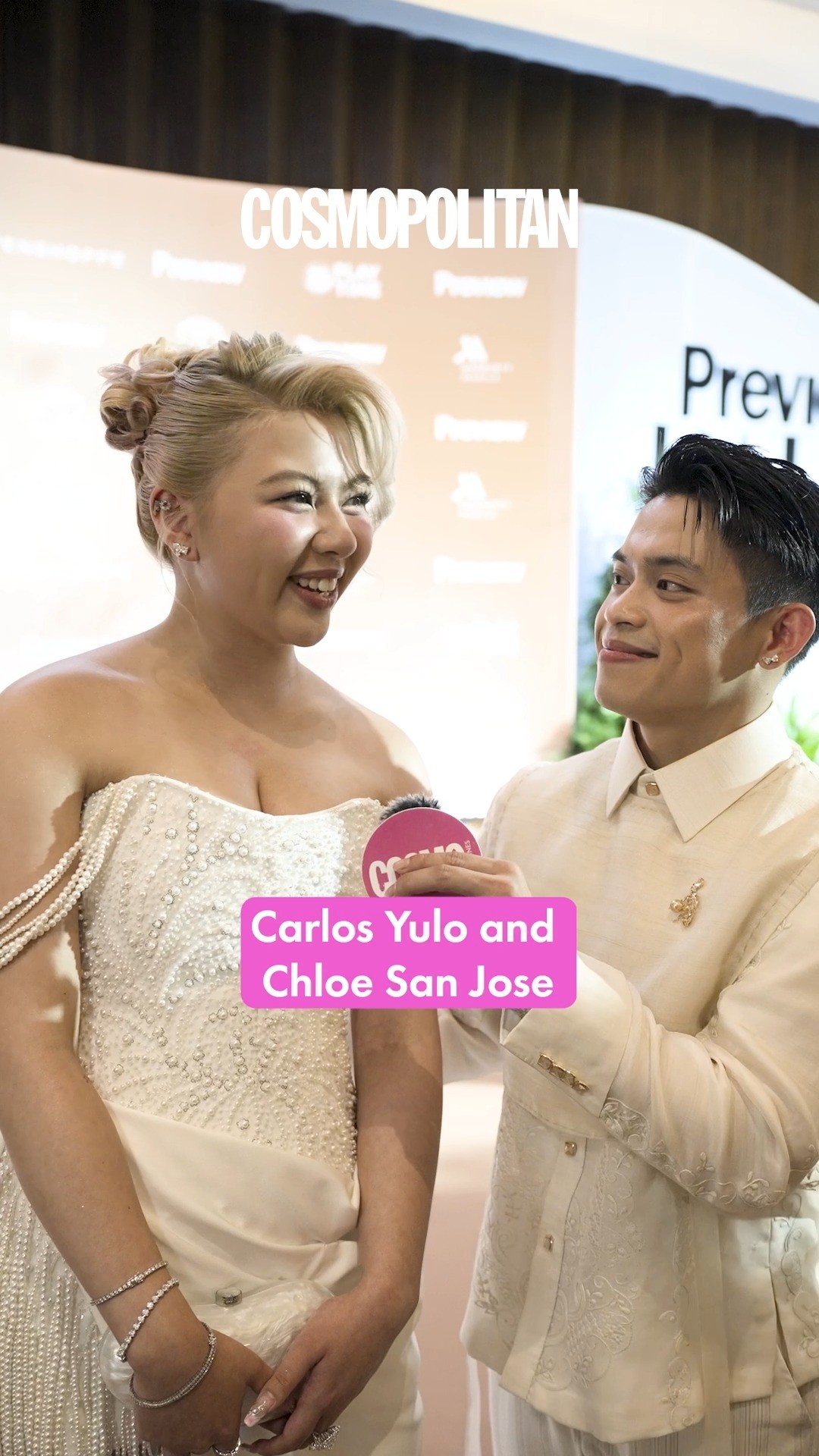 Instagram post by @c_edrielzxs for Cosmopolitan. Caption reads: #ChloeSanJose and #CarlosYulo catch us up on life....