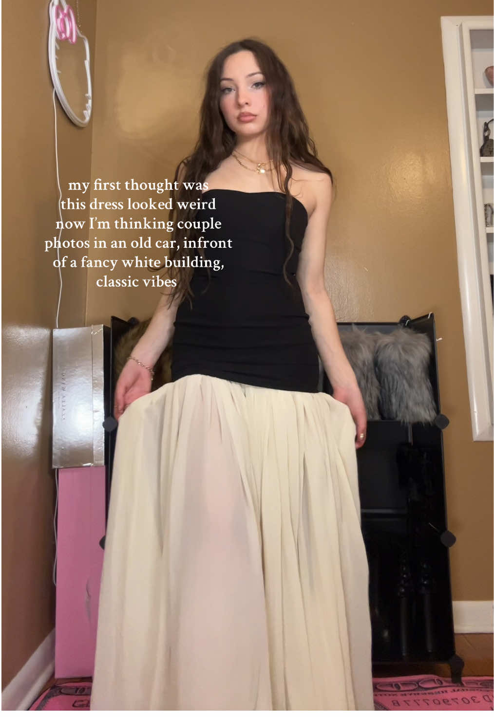 TikTok post by @abbybalentine for Heiress Beverly Hills. Caption reads: unreal @Heiressbeverlyhills #dresses #maxidress....