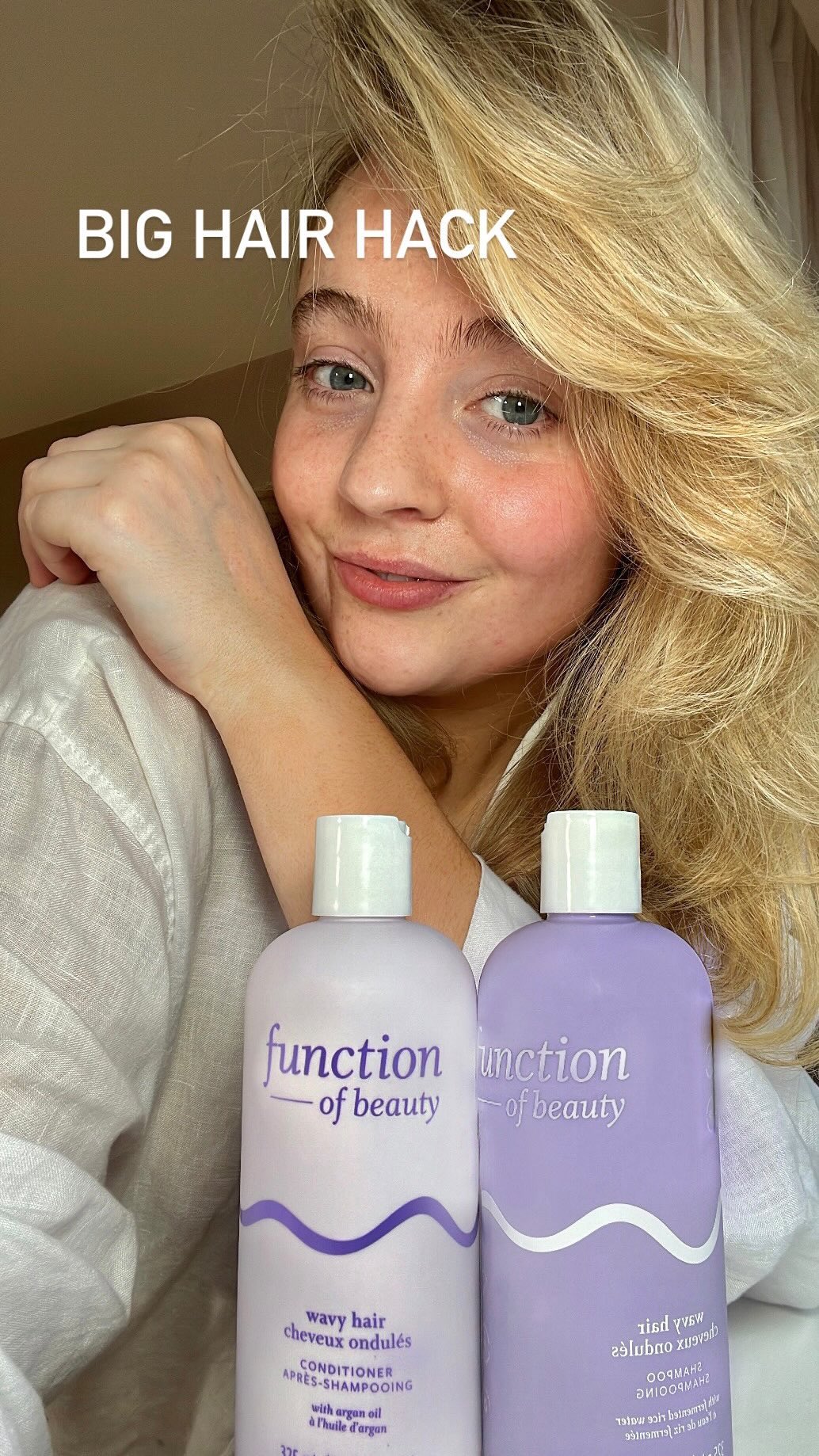 Instagram post by @bambidoesbeauty for functionofbeauty. Caption reads: ad #HaircareHack - Customise your haircare for....