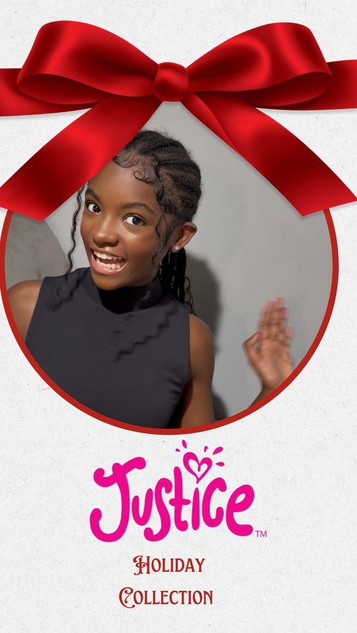 Instagram post by @melodyhurd for Justice. Caption reads: Holiday fits? Found. ✨ We unwrapped the cutest....