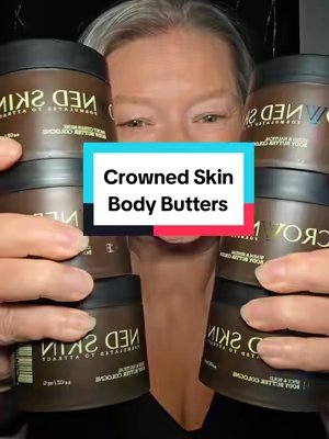 TikTok post by @maggiebecrazy for Crowned Skin. Caption reads: My Crowned Skin Body Butter haul. So many amazing....