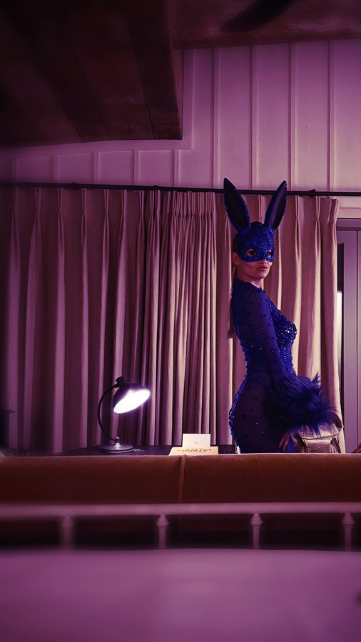 Instagram post by @kimberlywyatt for Soho House. Caption reads: Blue Bunny went to the farm for Halloween! 🎃 💙....