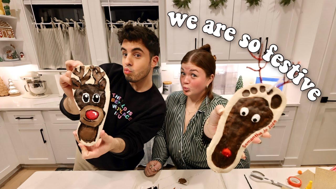 YouTube post by @samanthajo_ for Ruggable. Caption reads: MAKING CHRISTMAS ORNAMENTS ft. our feet .