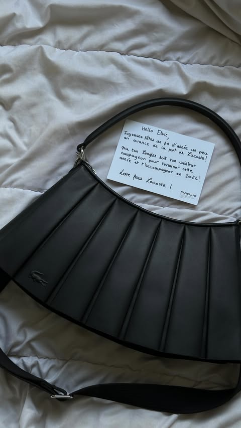 Instagram post by @elviedesu for Lacoste. Caption reads: [...] 
can’t wait to style it 
many thanks....