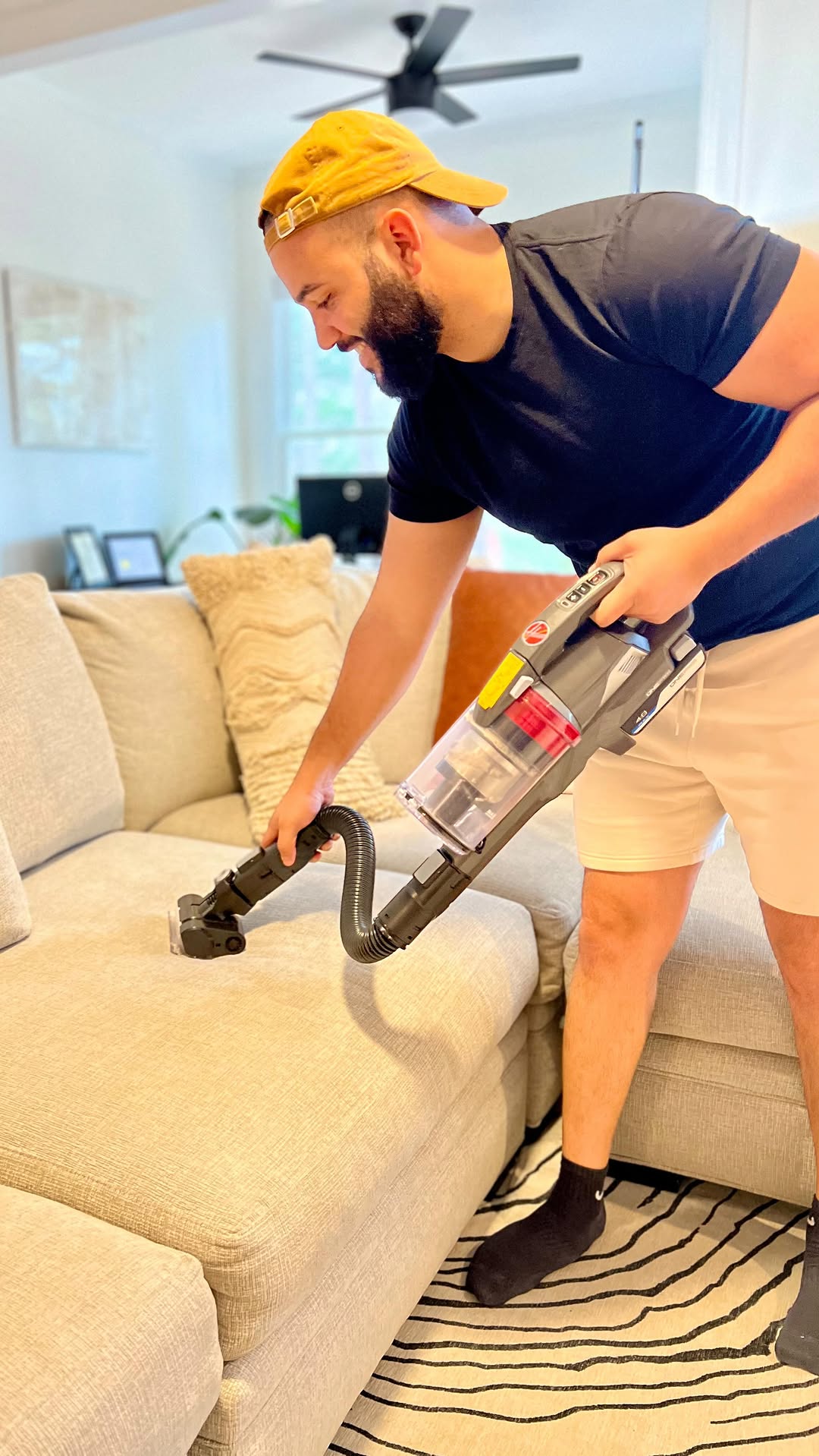 Instagram post by @vincentjmorales for Hoover Vacuums. Caption reads: Being a New parent and Dog owner, I am always....
