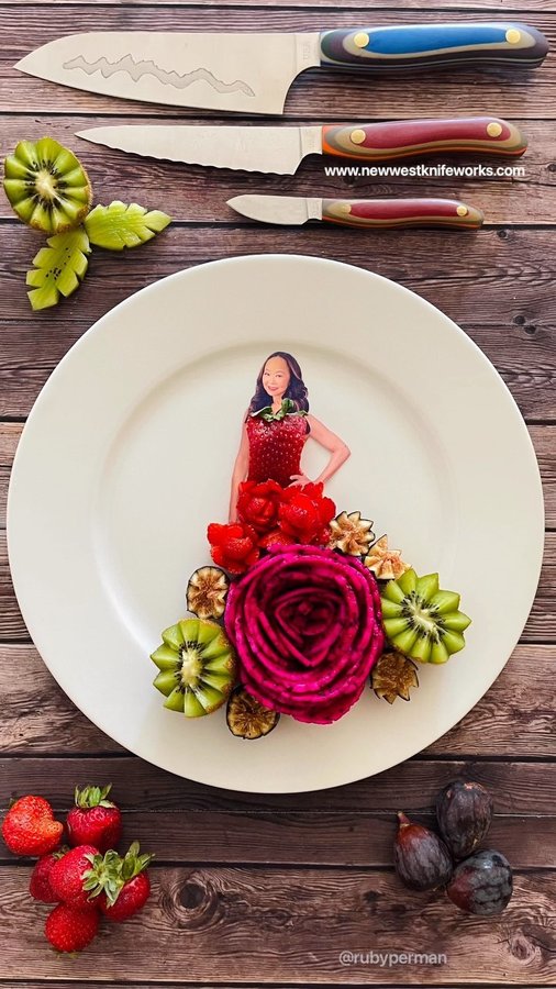 Instagram post by @rubyperman for New West KnifeWorks. Caption reads: Hey guys you know how much I love my art knives!....