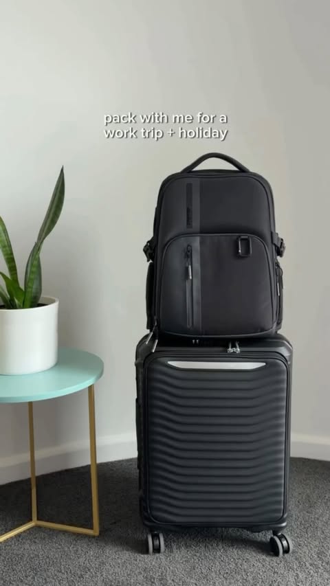 Instagram post by @_charlikim for SAMSONITE. Caption reads: [...] to step into every occasion with my....