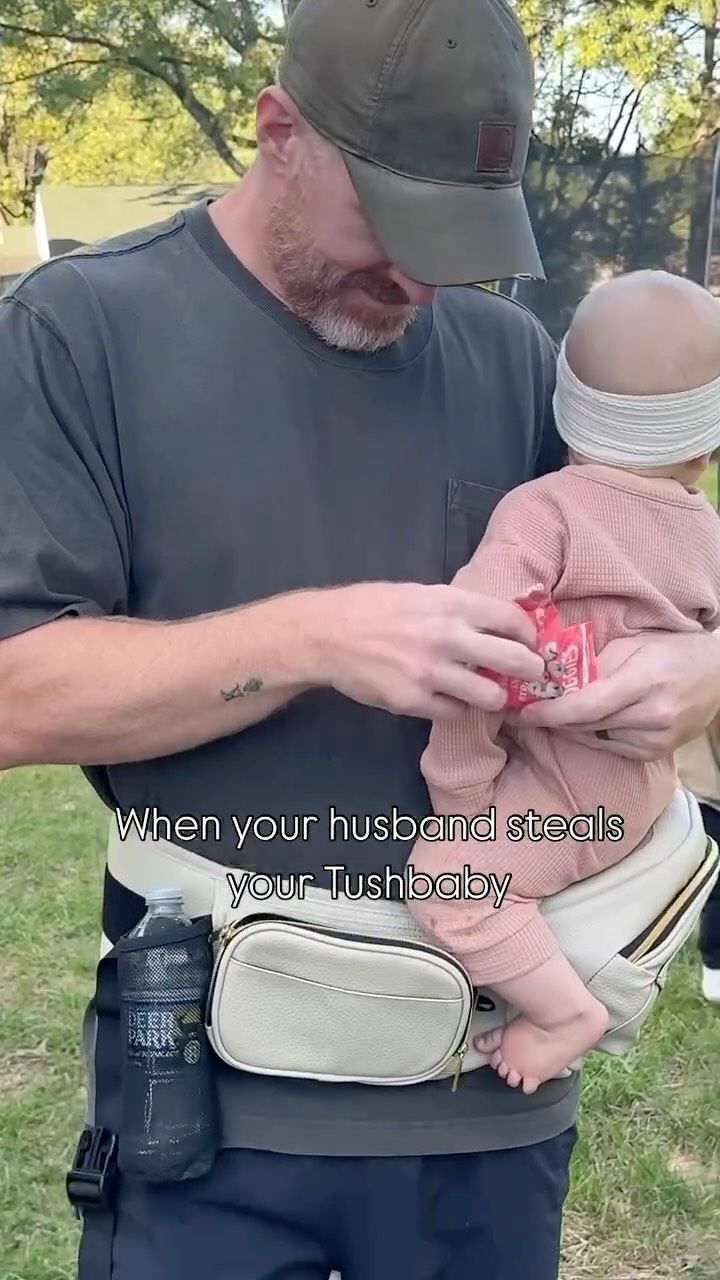 Instagram post by @feliciaaquilo for Tushbaby. Caption reads: This will never get old 😂 

Comment DADDY and....