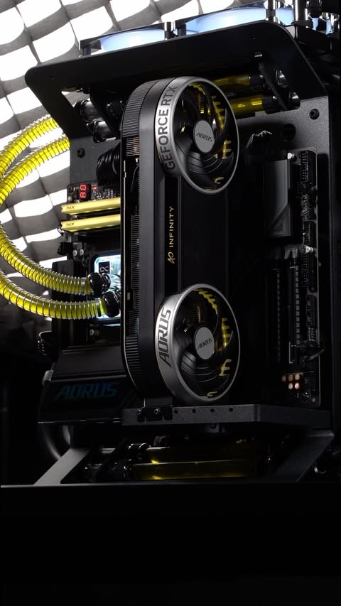 Instagram post by @xpg_global for AORUS. Caption reads: Infinity ♾️ Creativity Hardware @aorus_de X870E....