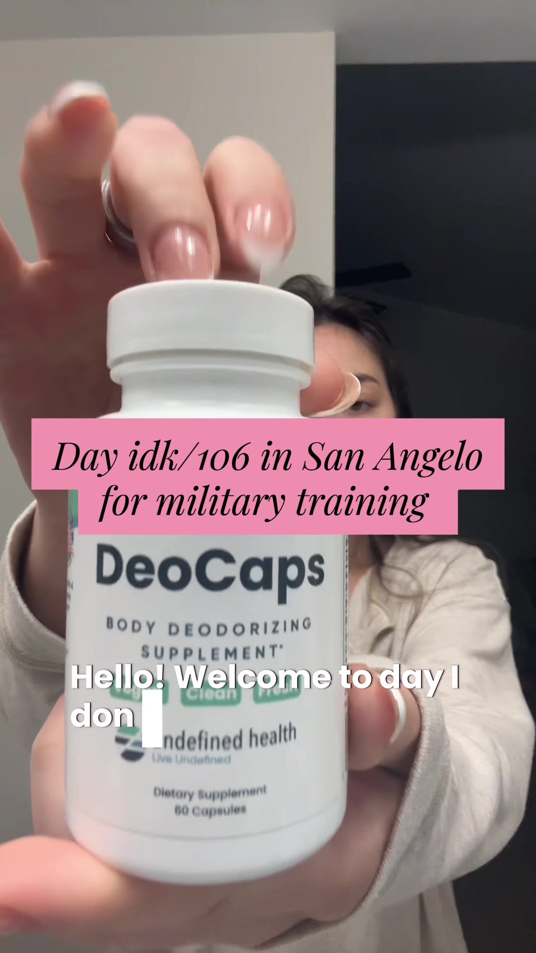 TikTok post by @ewashburn for Boka. Caption reads: [...] #dallastx #military #grwm #vlog @Boka Oral....