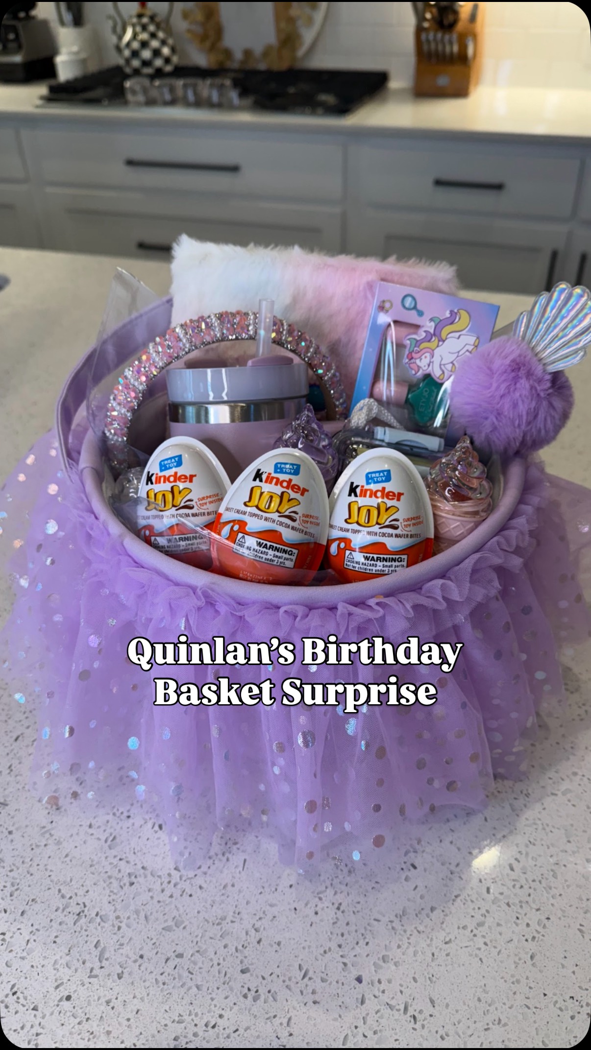 Instagram post by @malloryleerichardson for Kinder U.S.. Caption reads: Gave my girl the sweetest birthday surprise 💕 #ad....