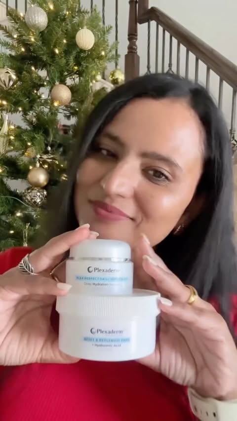 Instagram post by @being_frugal for Plexaderm. Caption reads: [...] this easy holiday season skincare with....