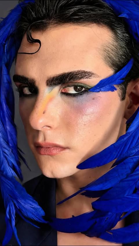 Instagram post by @_albaladejo_ for Docolor.Official. Caption reads: A peacock in blue, brought to life by....