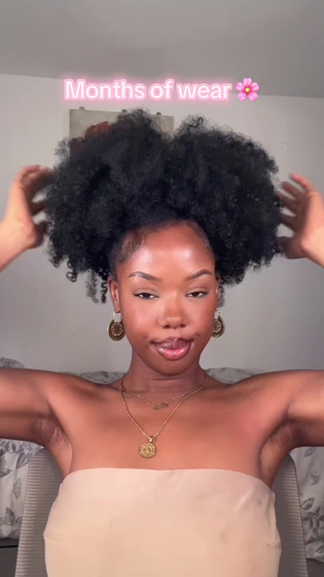 TikTok post by @__lolalove7 for Eullair. Caption reads: & this hair is reusable 🥹 @eullair Hair Kinky....