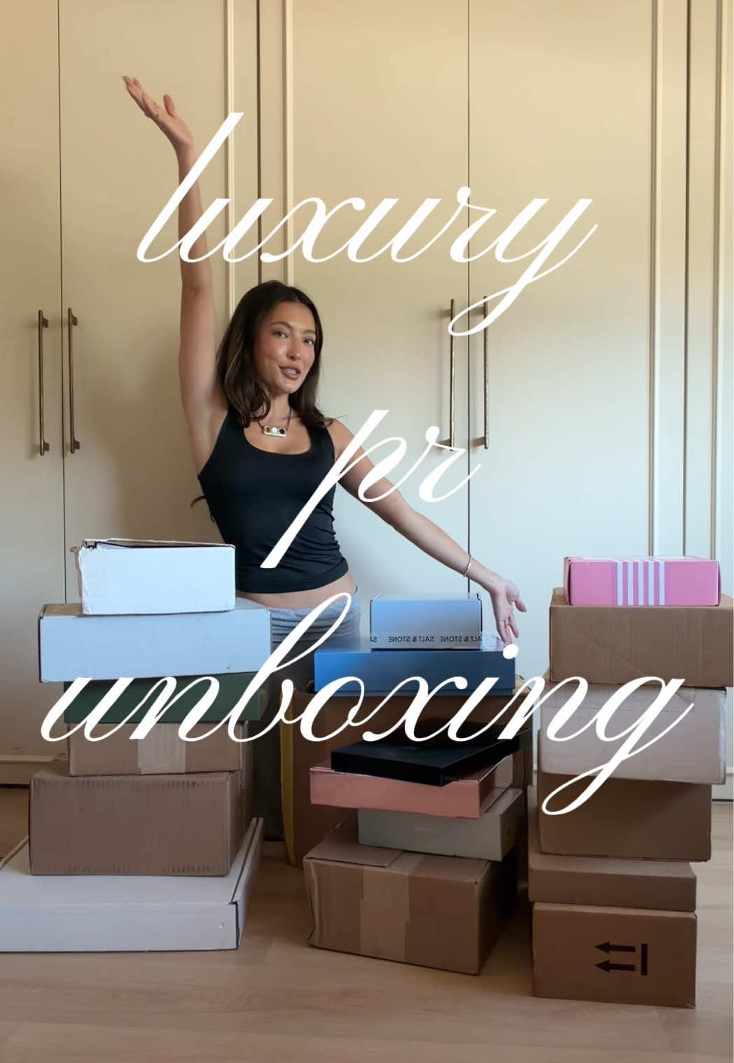 TikTok post by @jacindabean for Cyklar. Caption reads: [...] luxury PR unboxings I've ever done 😭....