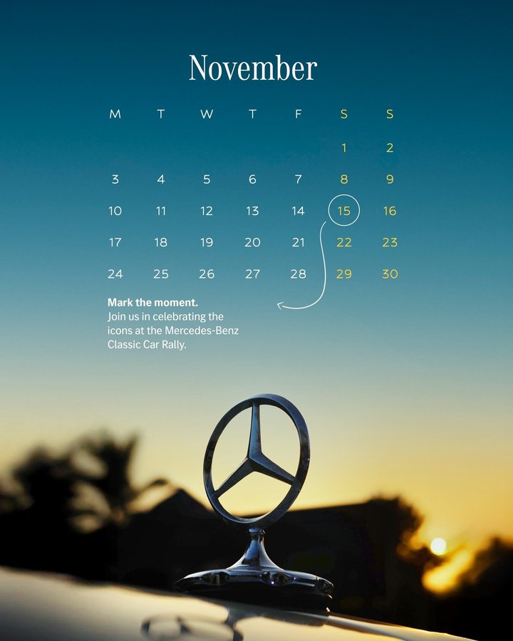 Instagram post by @autocar_india for Mercedes-Benz. Caption reads: Save the date for a celebration of legacy,....