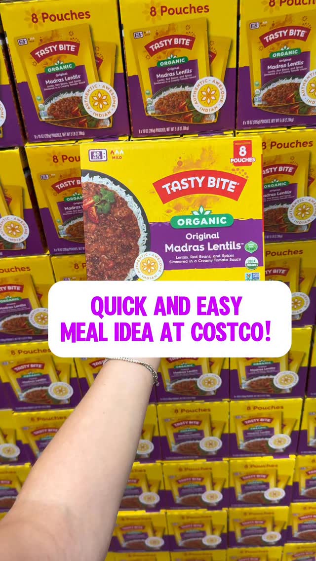 Instagram post by @costcoguide for Tasty Bite. Caption reads: Pick up @Tastybite Organic Madras Lentils at....