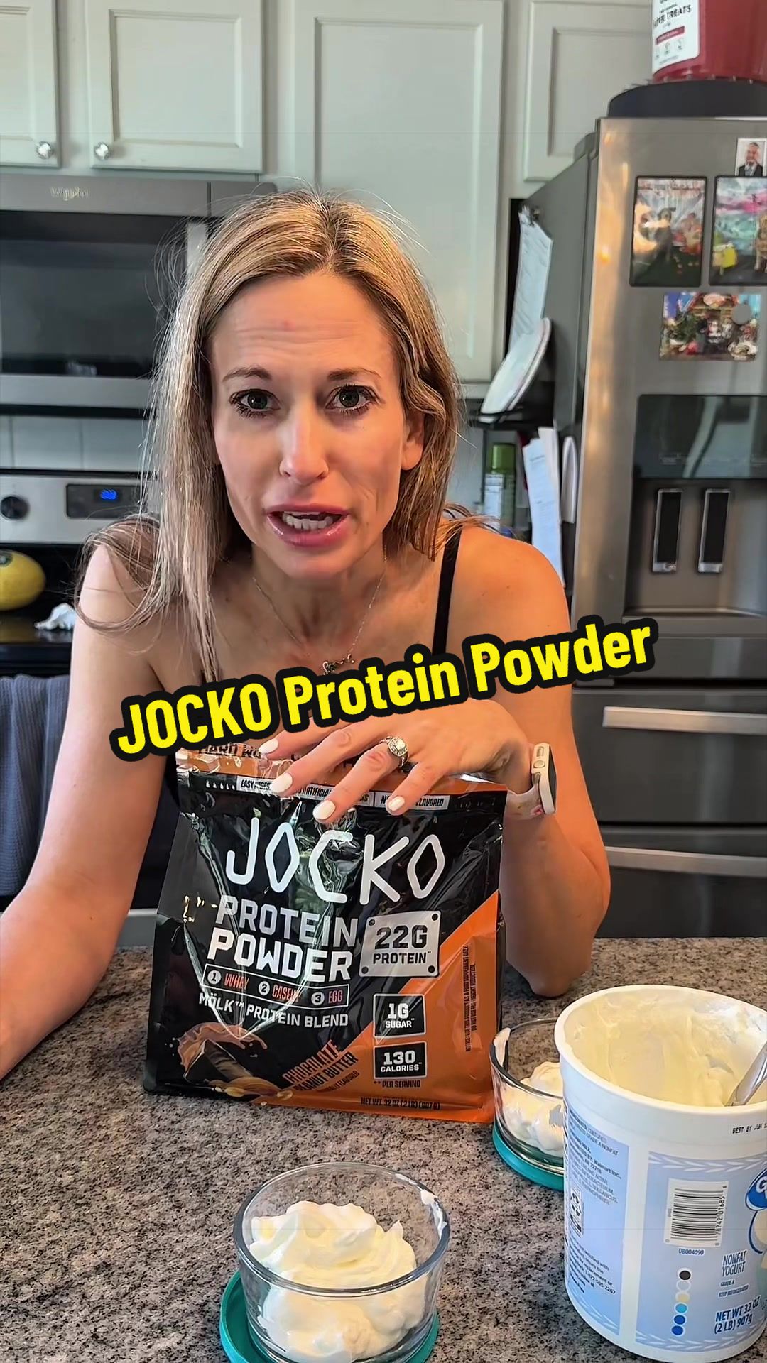 TikTok post by @ghost_labrador for JOCKO FUEL. Caption reads: [...] Tooth With This Easy Protein Hack! 🍫 @JOCKO....