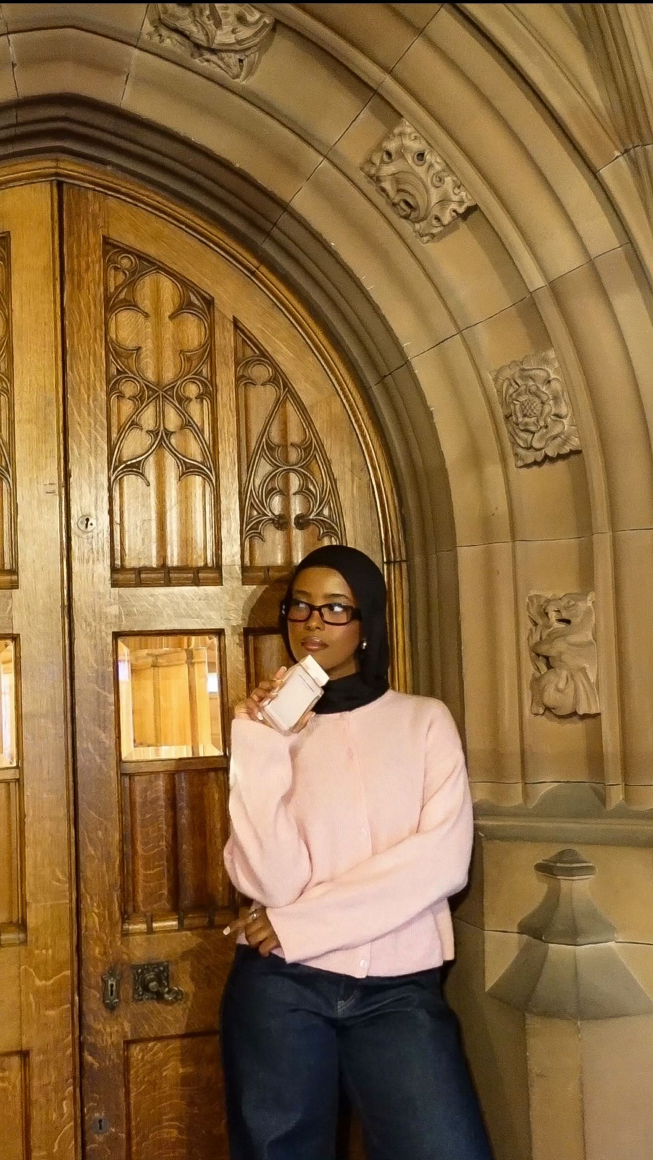 Instagram post by @okayasmin for narciso rodriguez. Caption reads: a story told in scent 🤍🦢💫 ad
 
✨wearing:
for....