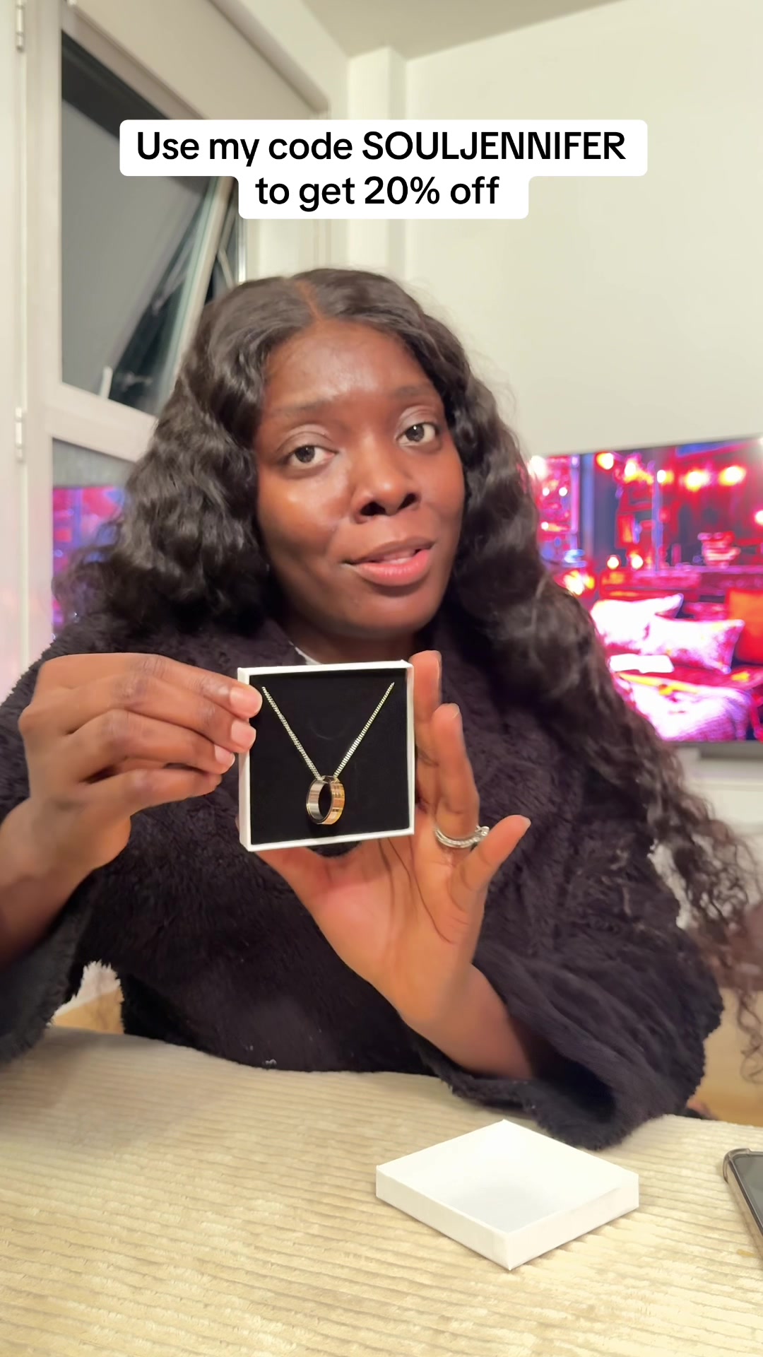 TikTok post by @thejenniferintransit for Soul Analyse. Caption reads: [...] in a stunning necklace from @Soul Analyse ....