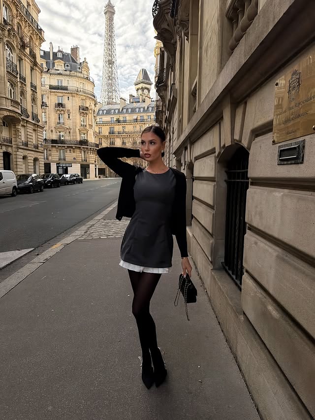 Instagram post by @natashapina for Showpo. Caption reads: AD l Your sign to wear @showpo in Paris....