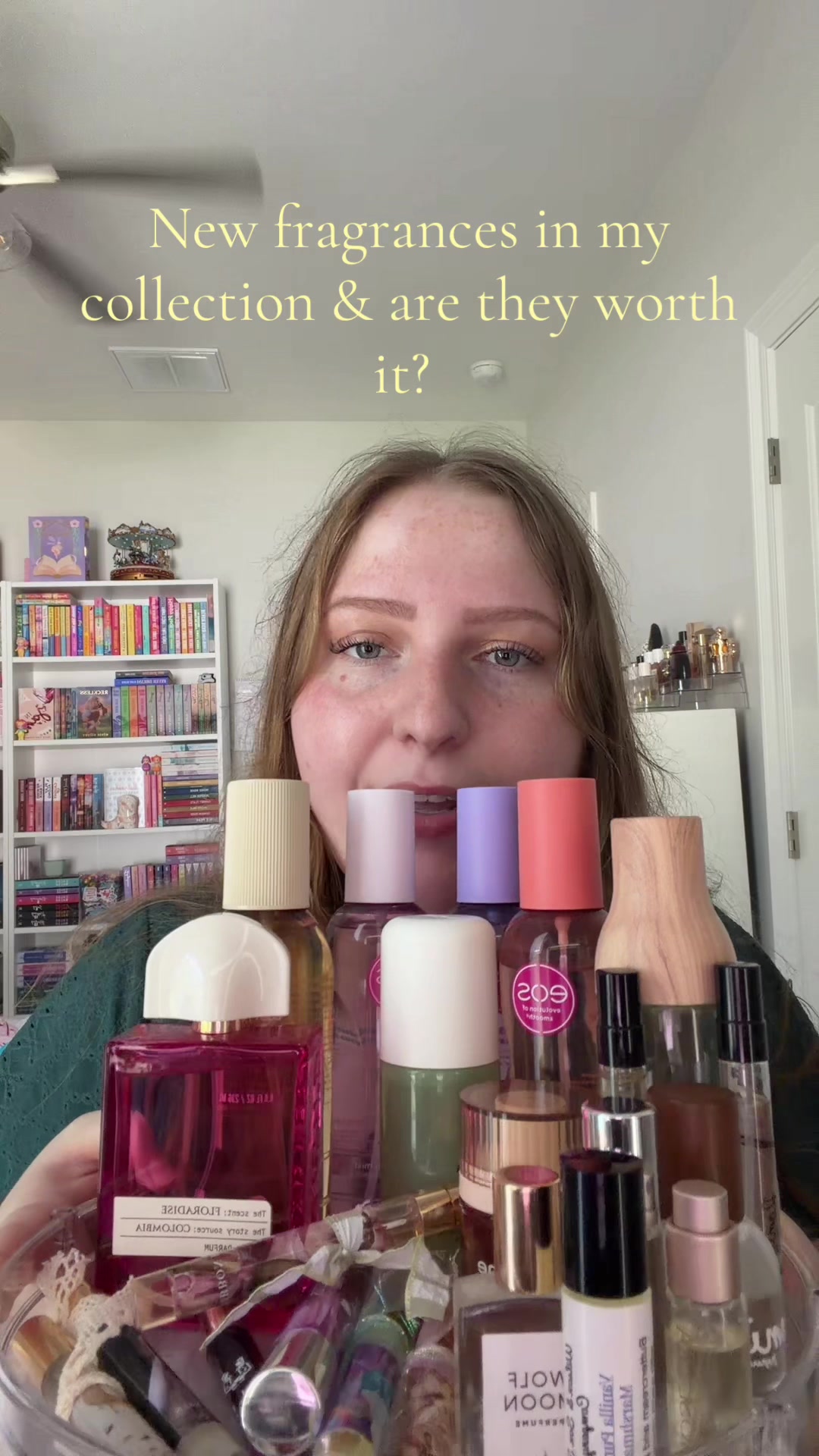 TikTok post by @angels.library_ for Ariana Grande Fragrances. Caption reads: [...] @Ellis Brooklyn @Ariana Grande Fragrances....