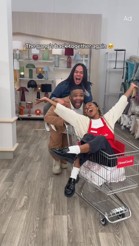 Instagram post by @kamnsaunders for HomeGoods. Caption reads: [...] the decor aisles on the set of the new....
