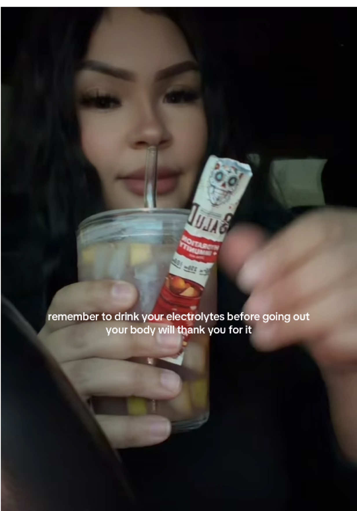 TikTok post by @its.jojo69 for Taste Salud. Caption reads: no more hangovers js 😉 @Taste Salud #SaludPartner....