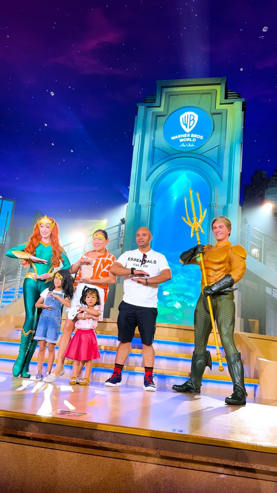 Instagram post by @wbworldyasisland for Yas Island. Caption reads: [...] your iconic superheroes at....