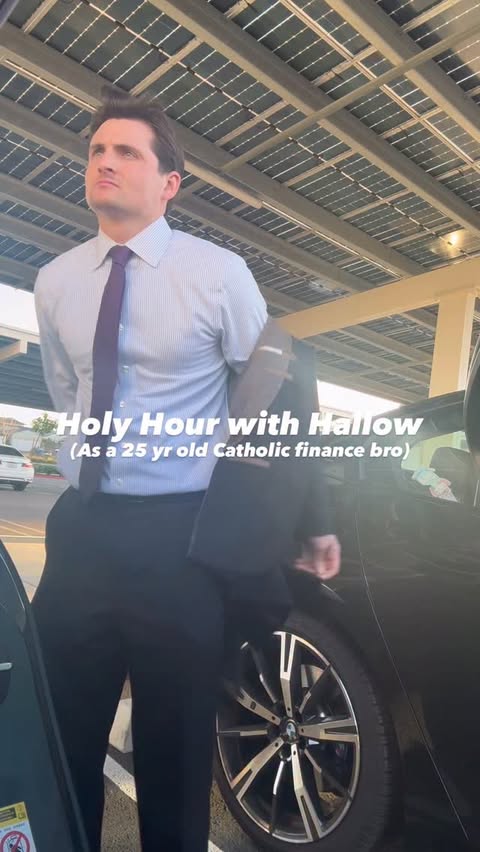 Instagram post by @catholicfinancebro for Hallow. Caption reads: [...] #catholic #holyhour #lent #pray40....