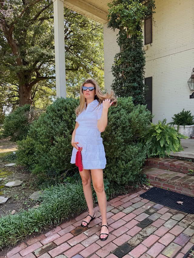 Instagram post by @oliviamstallings for J.Crew. Caption reads: Any excuse to be in a @jcrew dress 🤍....