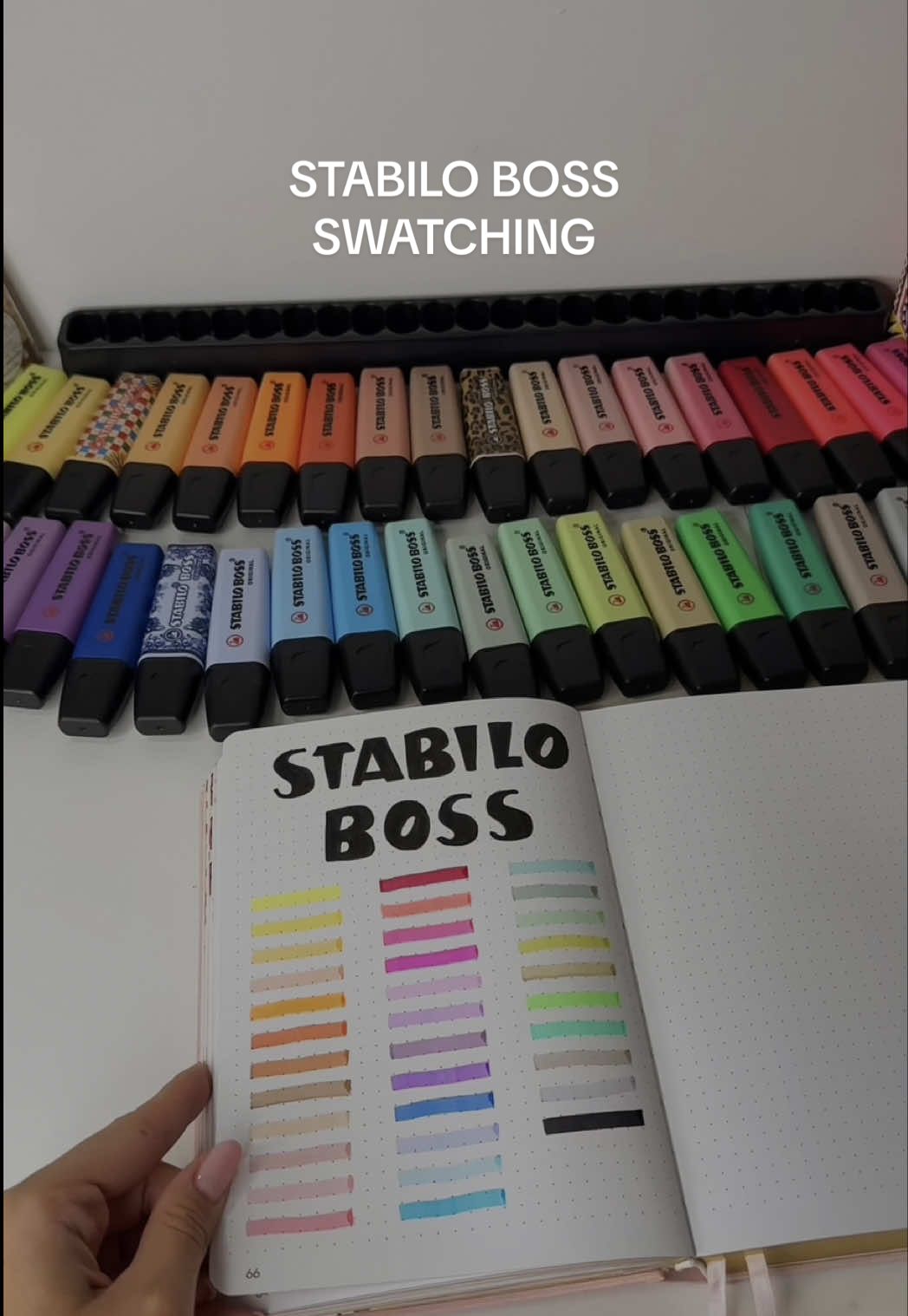 TikTok post by @ancsibiro11 for STABILO. Caption reads: New Stabilo Boss colors 🌸🪻🌺....