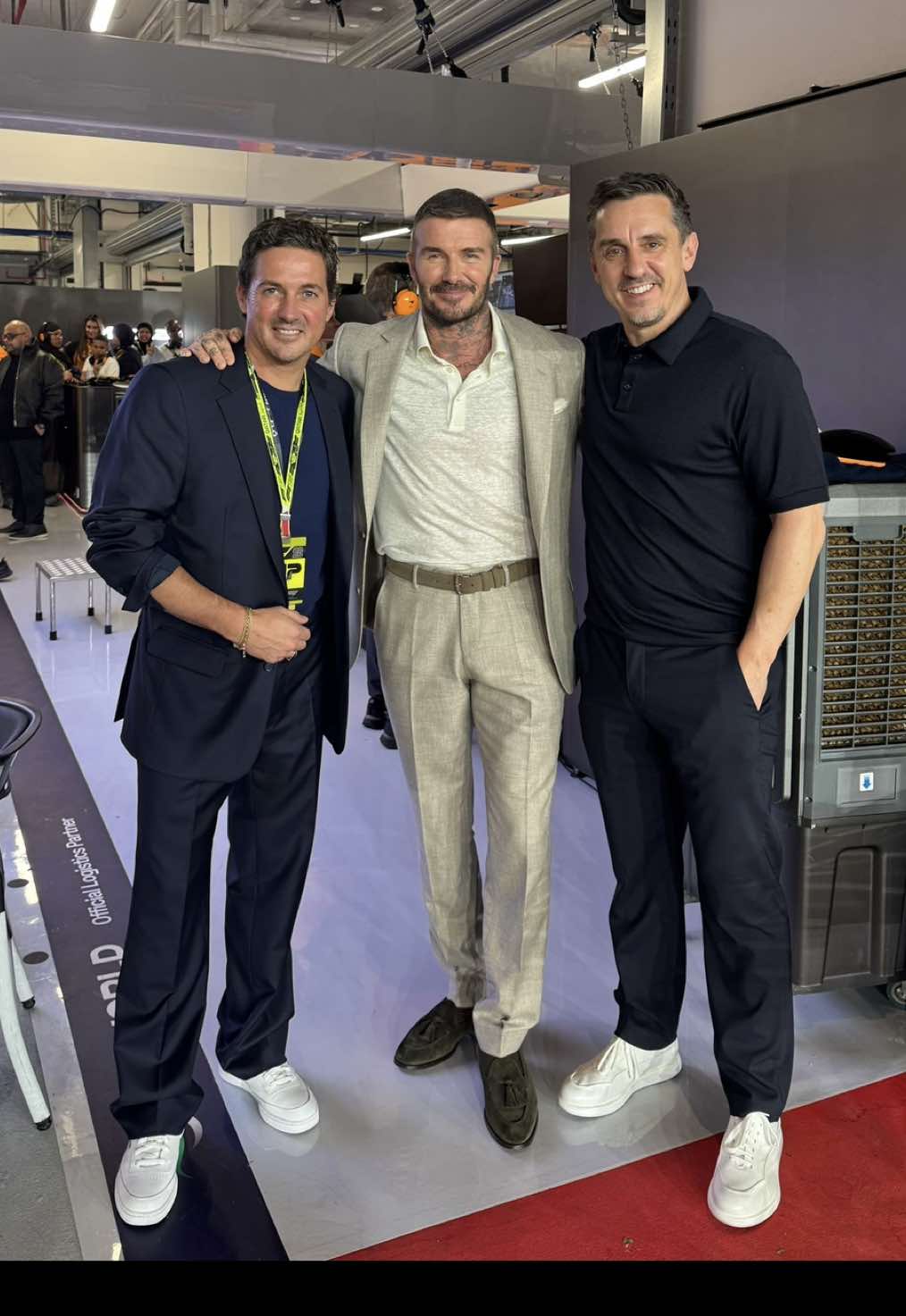 TikTok post by @davidbeckham for Visit Qatar. Caption reads: Always an exciting race in Qatar 🏁 Loved seeing....