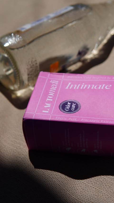 Instagram post by @adira.kalon for LACTOMEDI. Caption reads: [...] feminine care couldn’t get any easier....